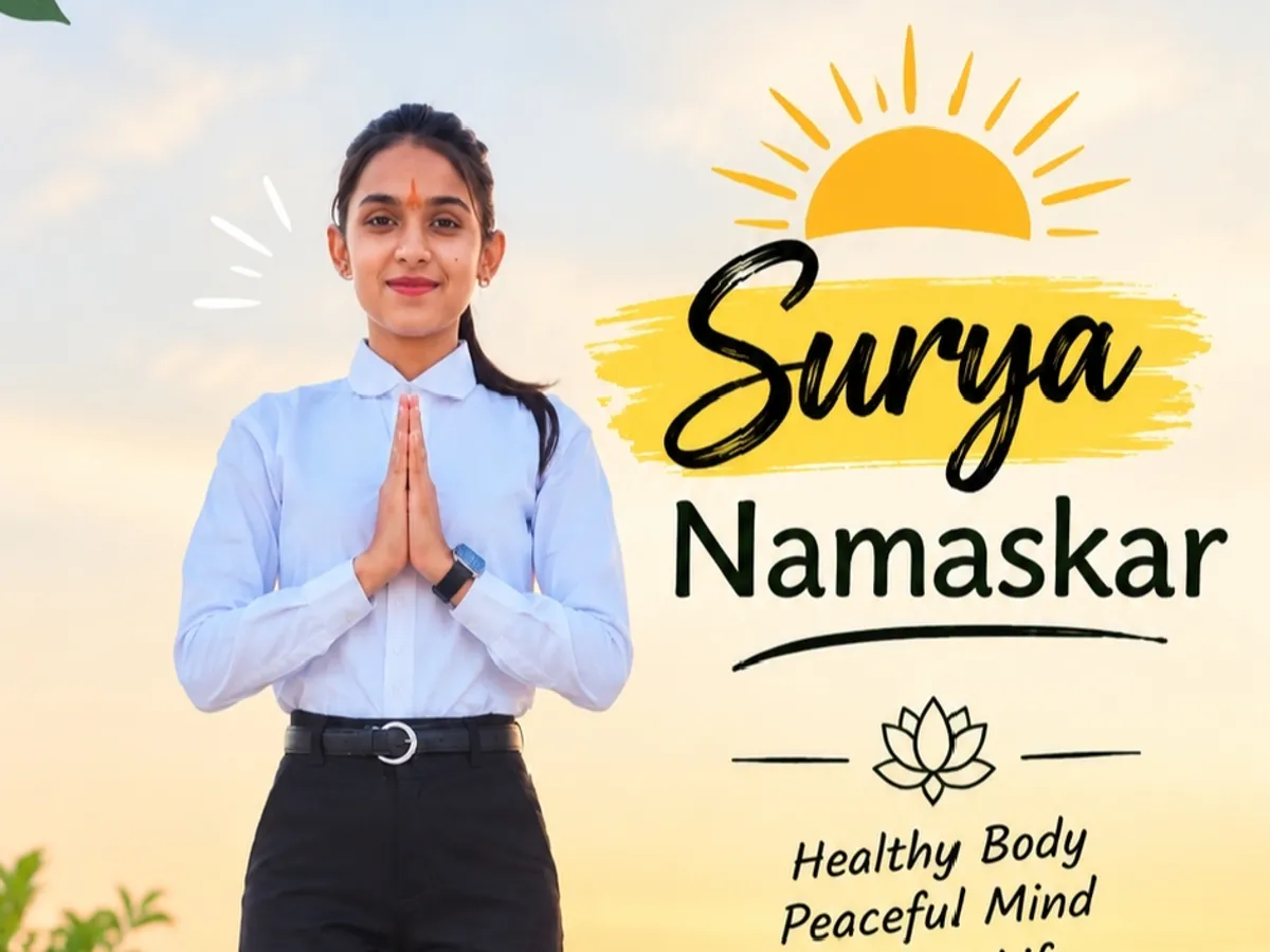 Latika doing the Padahastasana step of Surya Namaskar